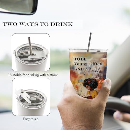 Black Woman Book Lovers Gifts 20oz Travel Coffee Mug Tumbler - color: Black