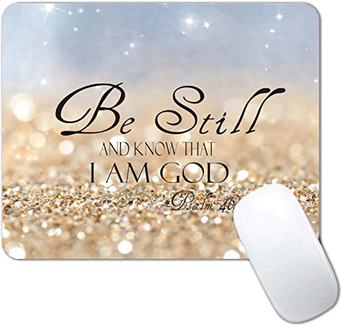 Christian Bible Verses Mouse Pad, Square Waterproof Non-Slip Rubber Base MousePad for Office Laptop, 9.5"x7.9"x0.12" Inch (Be Still) - color: S1013