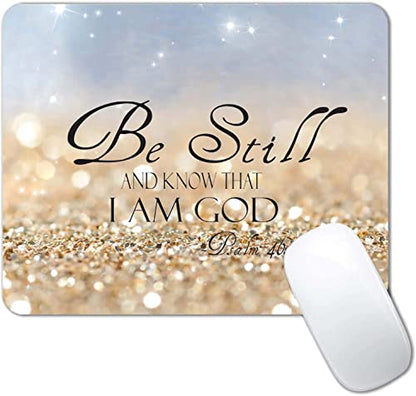 Christian Bible Verses Mouse Pad, Square Waterproof Non-Slip Rubber Base MousePad for Office Laptop, 9.5"x7.9"x0.12" Inch (Be Still) - color: S1013