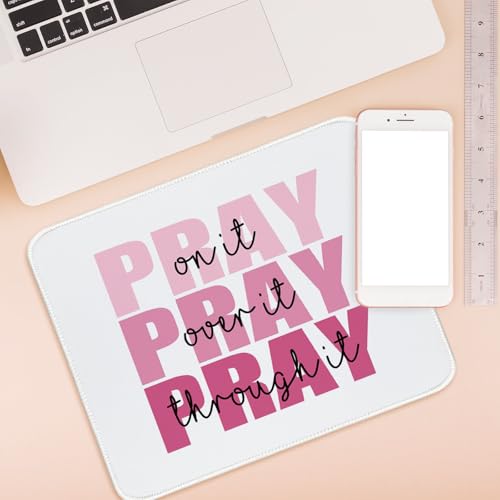 UTELKA Pink Mouse Pad Aesthetic Christian Small Mouse Pads 10.2x8.2 - color: Pink Pray on it, size: 10.2L x 8.2W inches
