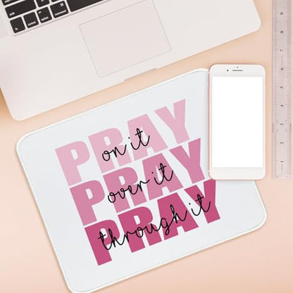 UTELKA Pink Mouse Pad Aesthetic Christian Small Mouse Pads 10.2x8.2 - color: Pink Pray on it, size: 10.2L x 8.2W inches