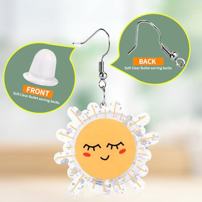 Christian Statement Earrings for Women, Acrylic Dangle Earrings, Lightweight Comfortable, Non Tarnish Hooks, Faith Jewelry, Religious Gift for Women - color: Funny Happy Sunshine