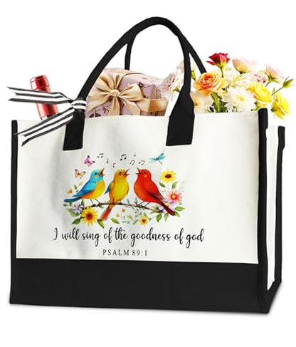 Aesthetic Canvas Tote Bag for Women Girls, Large Tote Bag for Friends Colleagues Leader Manager, 17 x 11.8 x 7 inches - color: Goodness