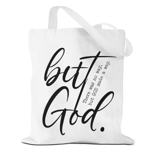 VICBOU Bible Verse Canvas Tote Bag Religious Christian Gifts for Women Men Faith Canvas Tote Reusable Grocery Bag - color: Godmadeaway