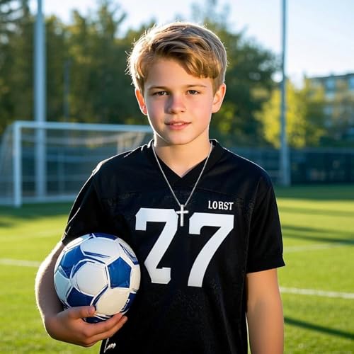 Soccer Cross Necklace for Boys Men - color: Silver, style: 19:26 All things are possible