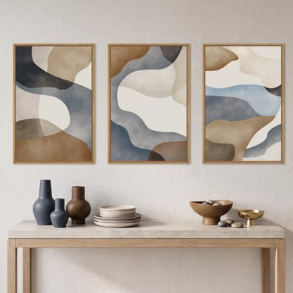 Aryroi Abstract Watercolor Block Framed Canvas Wall Art Set- 24"x36"x3 - color: Earth Tone Abstract Wall Art, size: 24"L x 36"W