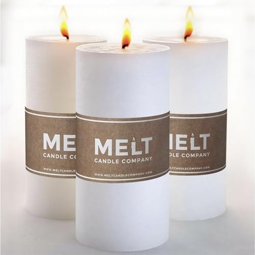 Melt Candle White Pillar Candles, Unscented, 3 Pack, 3 x 6 Inch - color: White, size: 3"x6" Pillar (3 pack)