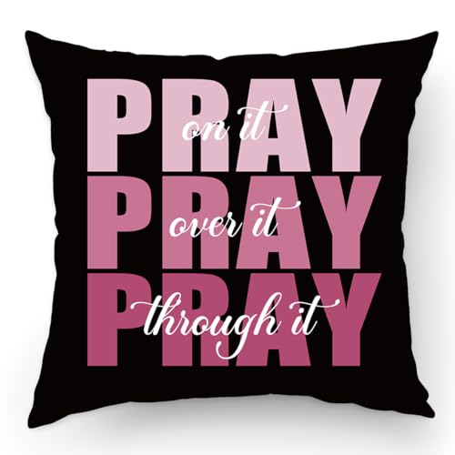 KongMoTree Bible Verse Pillow, Christian Holy Bible Prayer Pillow Covers - Inspirational Gifts for Women & Girls - Sofa, Living Room Home Decor (Black) - color: Pray-black