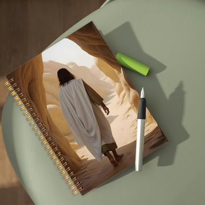 WUCHJ Jesus Christ Spiral Notebook, Church Notes Notebook, I Will Walk With Christ LDS, Jesus Notebooks for School Supplies, Home & Office, Spiral Bound 5.5x8.3 - color: Jesus back view