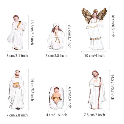 Nativity Set Figures12 Pcs Christmas Scene White Indoor Catholic Manger Set - color: White, size: 6 inches