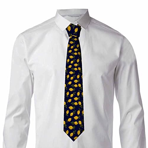 Black Dots Men's Neckties Retro Classic Circle Geometry Men's Tie for Mens Teens Business Work Casual Wedding Party - color: Yellow Lemon