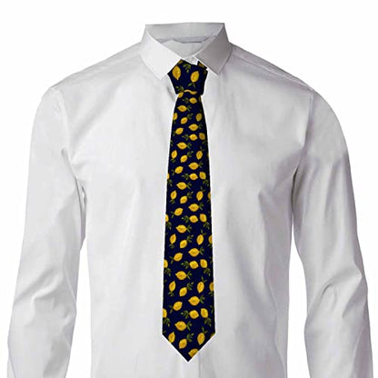 Black Dots Men's Neckties Retro Classic Circle Geometry Men's Tie for Mens Teens Business Work Casual Wedding Party - color: Yellow Lemon