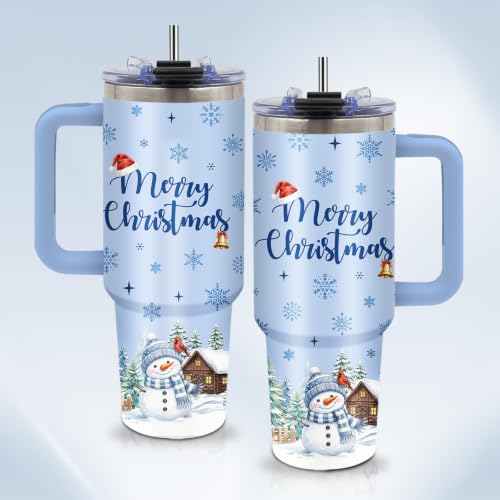 Christian Gifts for Women 40oz Tumbler - Insulated Travel Mug with Handle (Christmas Snowman, 40 Ounces) - color: Christmas Snowman