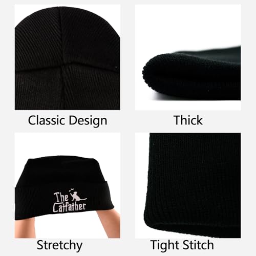 Cat Dad Beanie Hat Winter Cuffed Knit Hat Skull Watch Cap Embroidery Fisherman Beanies for Women Men Unisex - color: Heartbeat