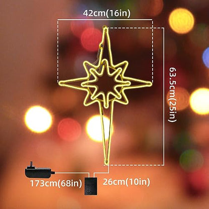 Large Star of Bethlehem Outdoor Lights, 25"x16.5", 408 Warm White LED, Christmas Decorations, Nativity Scene, Yard, Porch - size: Large 25" 408LED Warm white