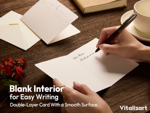 Vitalizart Debossed Thank You Cards with Envelopes 16 Pack 4.3" x 5.5" - color: White Card White Envelope, size: 16 pcs