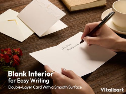 Vitalizart Debossed Thank You Cards with Envelopes 16 Pack 4.3" x 5.5" - color: White Card White Envelope, size: 16 pcs