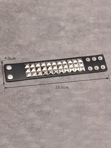 Jeilwiy Punk Rock Gothic Black Rivet Leather Spiked Necklace Collar Neckband Leather Choker Necklace for Women Mom Gifts Adjustable - color: Wide Cuff Bracelet Black