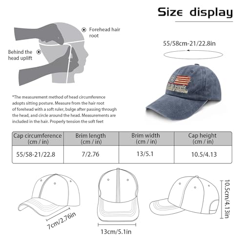 U.S. 250th Anniversary 250 Years Freedoms 1776-2026 Baseball Hats Funny - color: Navy Blue