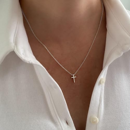 Cross Necklace for Women, Dainty Gold Necklace Tiny Cross Charm Necklace - color: Gold-Cross 1
