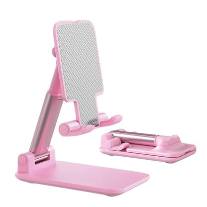 Phone Stand for Desk, Cell Phone Holder Cute Smart Cellphone Stand Foldable Stands Compatible with Under 8" Devices, Office Accessories, Sakura Pink - color: D-Pink