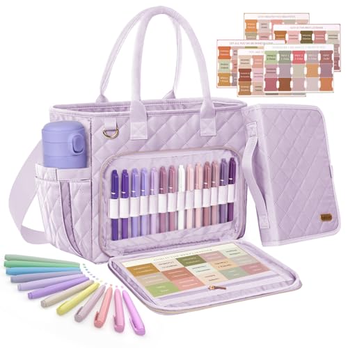 Large Bible Bag with Bible Cover Case for Women, Quilted Bible Tote Bag - color: Light Purple
