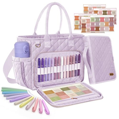Large Bible Bag with Bible Cover Case for Women, Quilted Bible Tote Bag - color: Light Purple