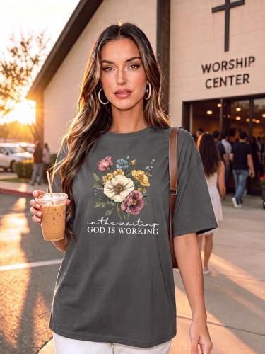Christian Shirts for Women Oversized Tshirts Vintage Graphic Tees - color: Dark Gray, size: XX-Large