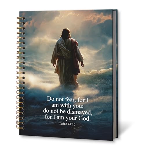 Christian Jesus Notebook Journal 5.5x8.3in, Bible Verse Jesus Journal for Writing, Christian Gifts for Women Men, Scripture Notebooks for Note Taking, Religious Hardcover Spiral Notebook