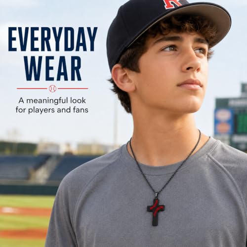 Smilelife Soccer Baseball Basketball Football Cross Necklace for Boys Men - style: Baseball