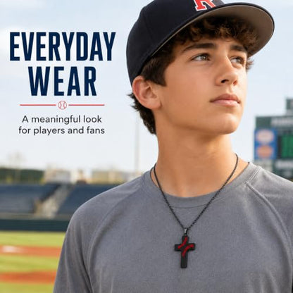 Smilelife Soccer Baseball Basketball Football Cross Necklace for Boys Men - style: Baseball