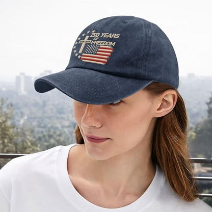 US 250th Anniversary Hat, Patriotic Embroidered Cap, 1776-2026 Freedom Celebration, 250 Years American History Gift Patriots - color: Us 250 Years Freedoms 1776-2026 250th Birthdaynavy Blue1