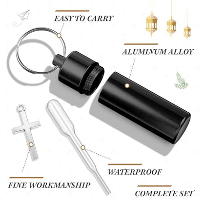 Tandefio 10 Sets Anointing Oil Bottle Keychain Vial for Baptism, Black - color: Black