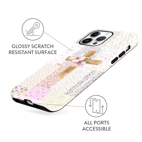 for iPhone 14 Pro 6.1'' Pink Flower Cross Christian Phone Case - color: Pink Flower Cross, size: iPhone 14 Pro
