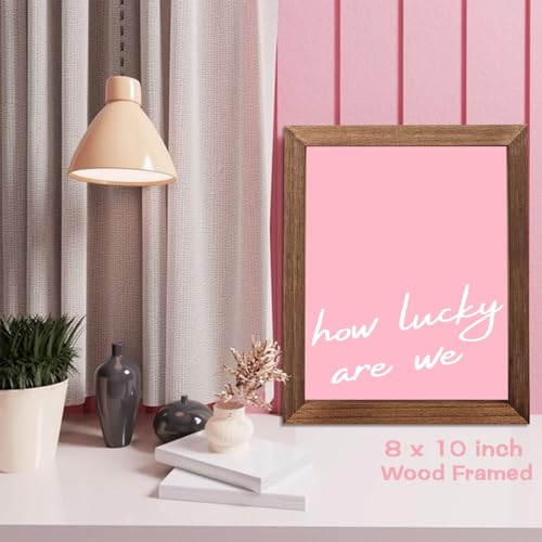 SEHSUVC Pink Western Wall Art, Vintage Farmhouse Ranch Cowboy Canvas Wall Decor, Wood Framed Cute Coquette Preppy Girls Aesthetic Room Decor Gifts for Apartment Bedroom Living Room Home Decor 8x10inch - color: Pink Lucky-5