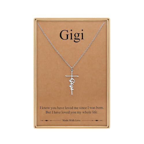 Lcherry Birthday Gifts for Grandma Mom Daughter Teacher Cross Necklace for Women Christian Necklaces Religious Gifts Jewelry for Women Mother's Day - style: Gigi-Silver