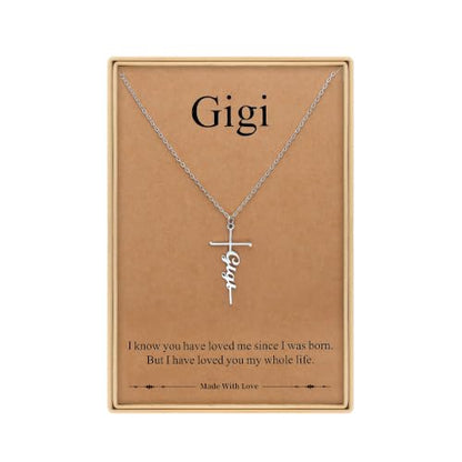 Lcherry Birthday Gifts for Grandma Mom Daughter Teacher Cross Necklace for Women Christian Necklaces Religious Gifts Jewelry for Women Mother's Day - style: Gigi-Silver