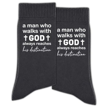 Christian Socks for Men Biblical Gifts for Dads Grandpa Husband - color: Dark Grey