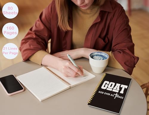 Black Christian Bible Notebook Journal,Bible Study Prayer Journal Notebook,Christian Goat God Over All Things Hardcover Spiral Notebooks Journaling,5.5x8.3 Inch - color: Jesus-5 Cream color