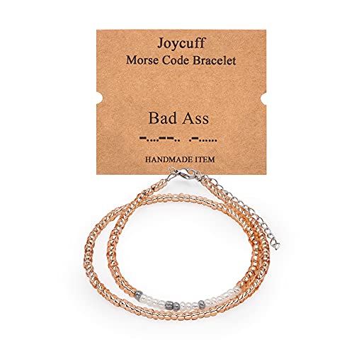 Inspirational Morse Code Bracelets for Women Funny Jewelry Birthday Gifts - color: Badass