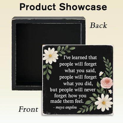 People Will Never Forget Wood Box Sign, Black, 5x5 Inch - color: Black-003