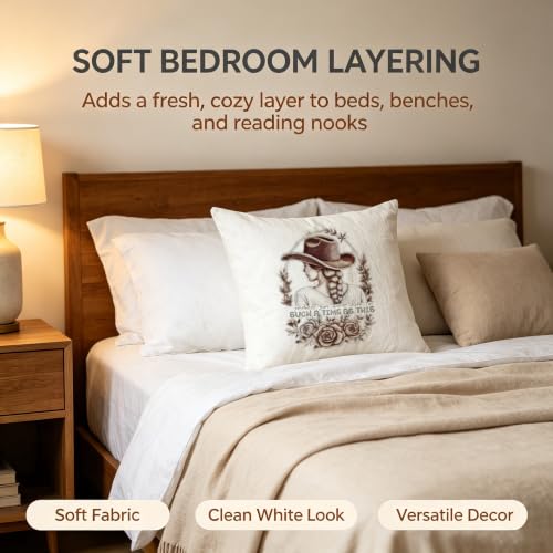 Western Cowgirl Christian Pillow Covers 18x18 - color: Brown Cowgirl