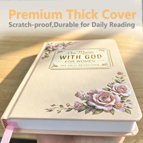 Aigaisen One Minute with God for Women,365 Days of One Moment Daily Devotionals Prayer Book,2026 Bible in a Year,Christian Gifts for Women＆Mom 1 Minute Study Faux Leather Journal