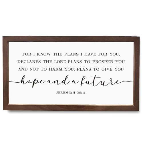 Christian Wood Sign, JEREMIAH 29:11, Framed Wall Art, Family Signs for Home Decor, Religious Home Decoration, Christian Art Wall Decor, Farmhouse Plaque for Garden Farmhouse - color: JEREMIAH 29:11