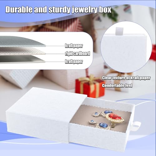 Jewelry Gift Box, 12-Pack Necklace Gift Box Drawer Jewelry Box Bangle Necklace Case For Earrings & Rings, Stylish Necklace Bracelet Organizer, 3.5 x 3.5 x 1.25 Inches (White) - color: White