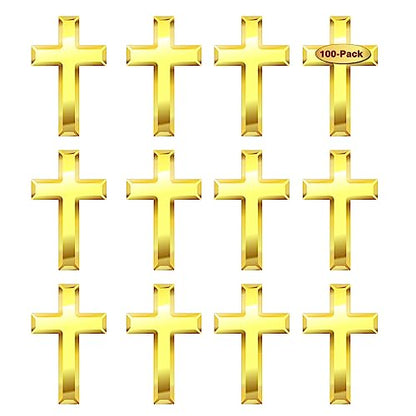 24/50/100 Pcs Mini Small Gold Cross Lapel Pins (1 in) For Men Women Religious - color: 100-Pack