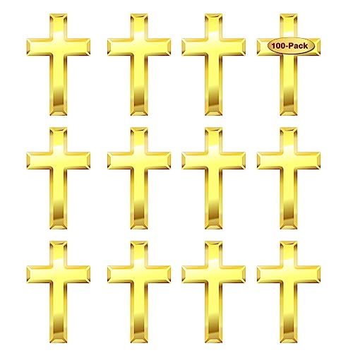 24/50/100 Pcs Mini Small Gold Cross Lapel Pins (1 in) For Men Women Religious - color: 100-Pack