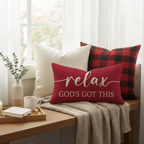 Decorative Throw Pillow Covers 12x20 Inch Set of 2 – Crimson Red - color: Crimson Red
