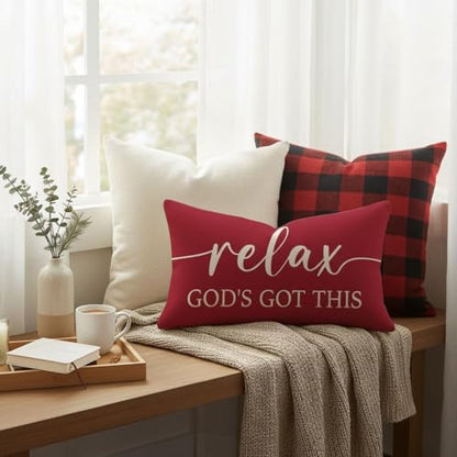 Decorative Throw Pillow Covers 12x20 Inch Set of 2 – Crimson Red - color: Crimson Red