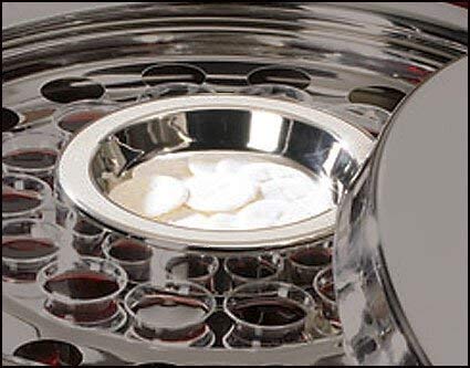Communion Tray Center Bread Plate Silver Finish Stainless Steel 4 3/4" Diameter